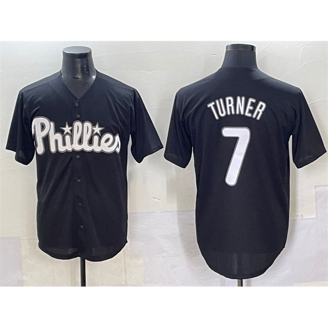 Philadelphia Phillies #7 Trea Turner Black Jermy Lights Out Limited Stitched Jersey