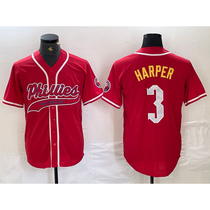 Philadelphia Phillies #3 Bryce Harper Red Jermy Cool Base Stitched Jersey