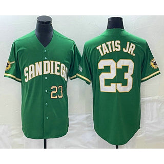 San Diego Padres #23 Fernando Tatis Jr Number Green Jermy Cool Base Stitched Jersey