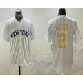 New York Yankees #2 Derek Jeter White Jermy Pinstripe Name Fashion Cool Base Jersey