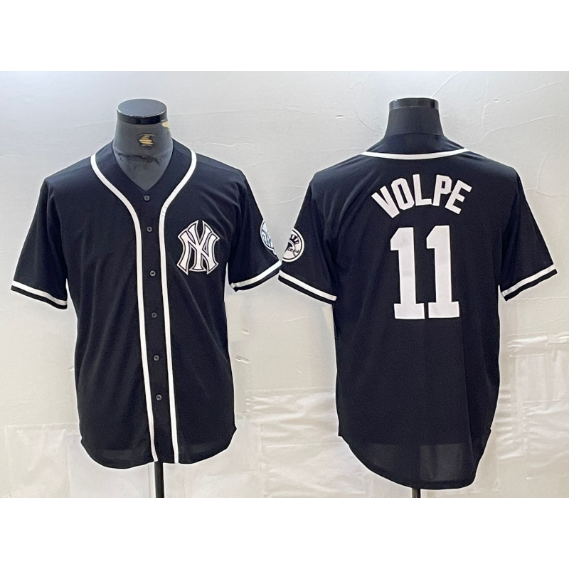 New York Yankees #11 Anthony Volpe Black White Jermy Cool Base Stitched Jersey