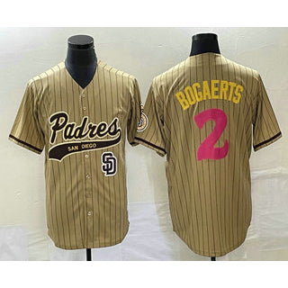 San Diego Padres #2 Xander Bogaerts Tan Jermy Pinstripe 2023 City Connect Cool Base Stitched Jersey 2