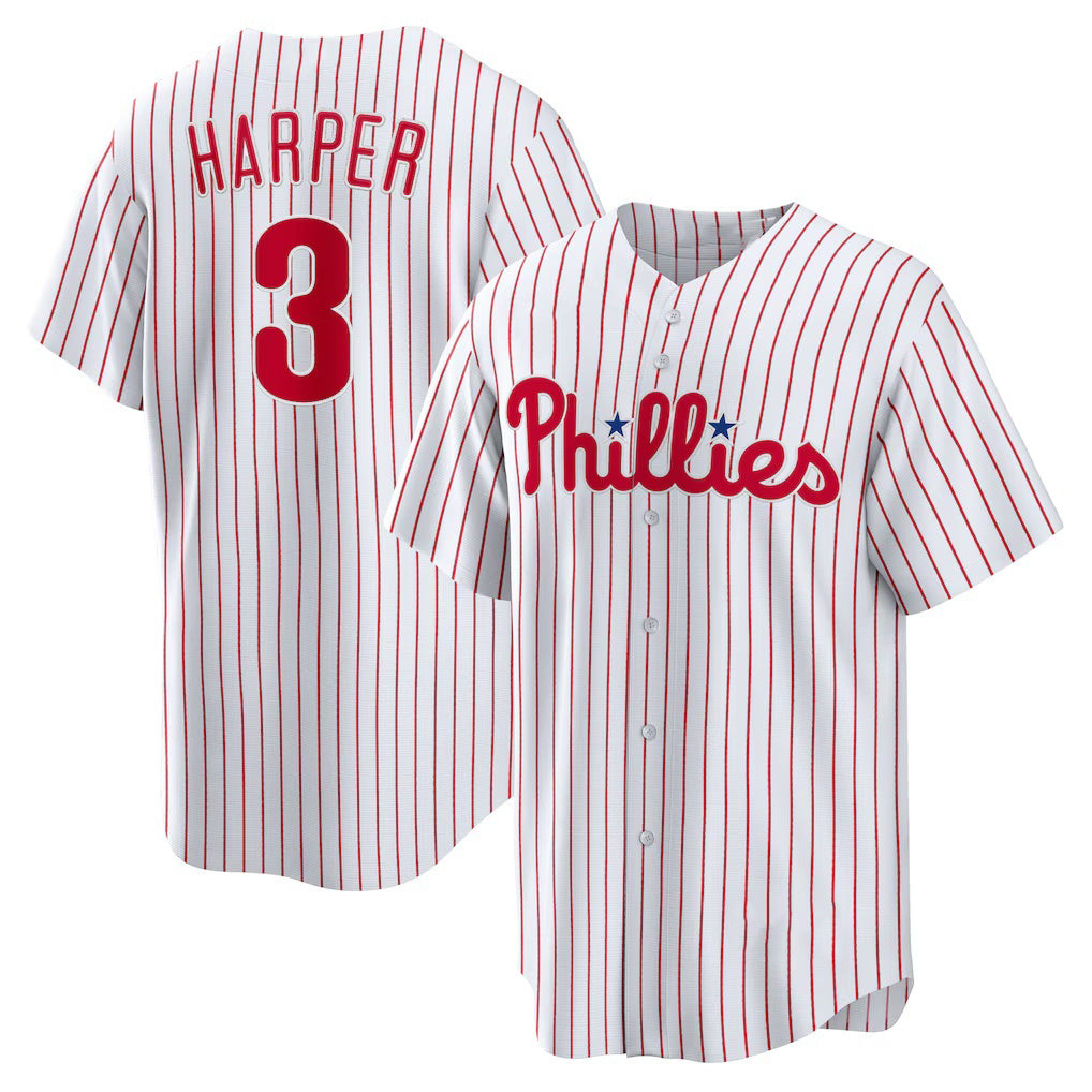 Philadelphia Phillies #3 Bryce Harper White Jermy Home Replica Player Name Jersey