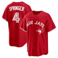 Toronto Blue Jays #4 George Springer Red Jermy Canada Day Replica Jersey