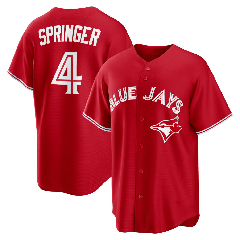 Toronto Blue Jays #4 George Springer Red Jermy Canada Day Replica Jersey