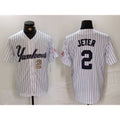 New York Yankees #2 Derek Jeter White Jermy Pinstripe Fashion Cool Base Jerseys 2