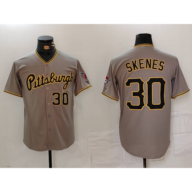 Pittsburgh Pirates #30 Paul Skenes Number Grey Jermy Stitched Jersey
