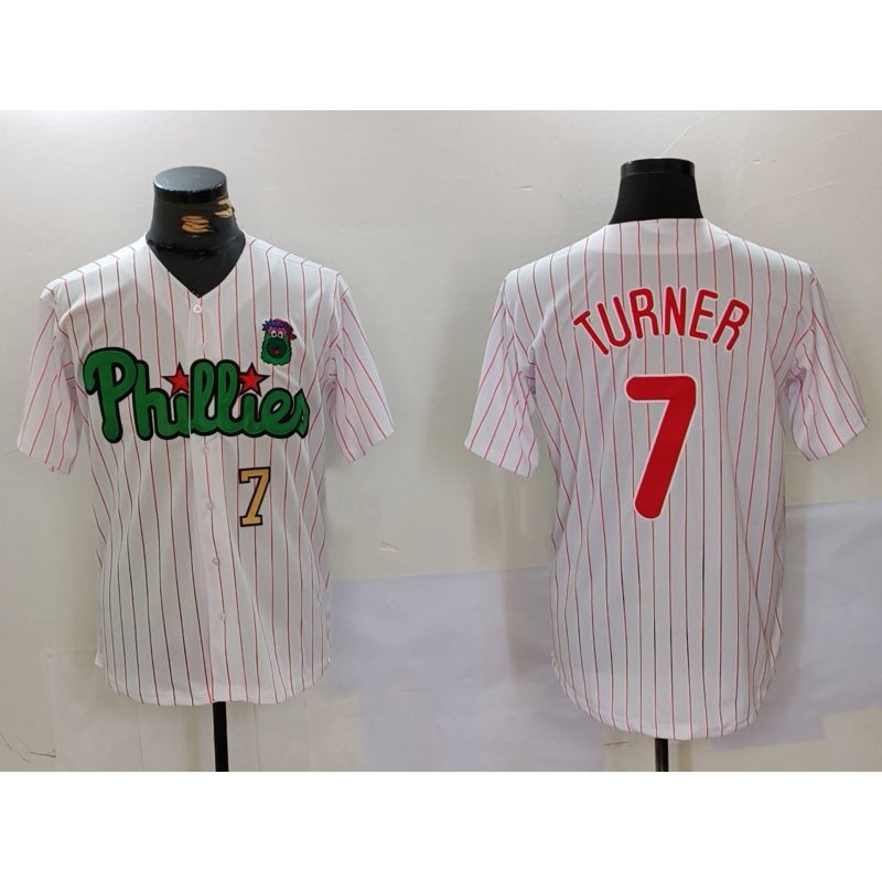 Philadelphia Phillies #7 Trea Turner White Green Jermy Cool Base Stitched Jerseys
