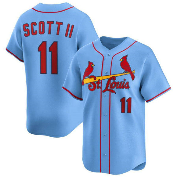St. Louis Cardinals #11 Victor Scott II Light Blue Jermy Alternate Limited Stitched Jersey