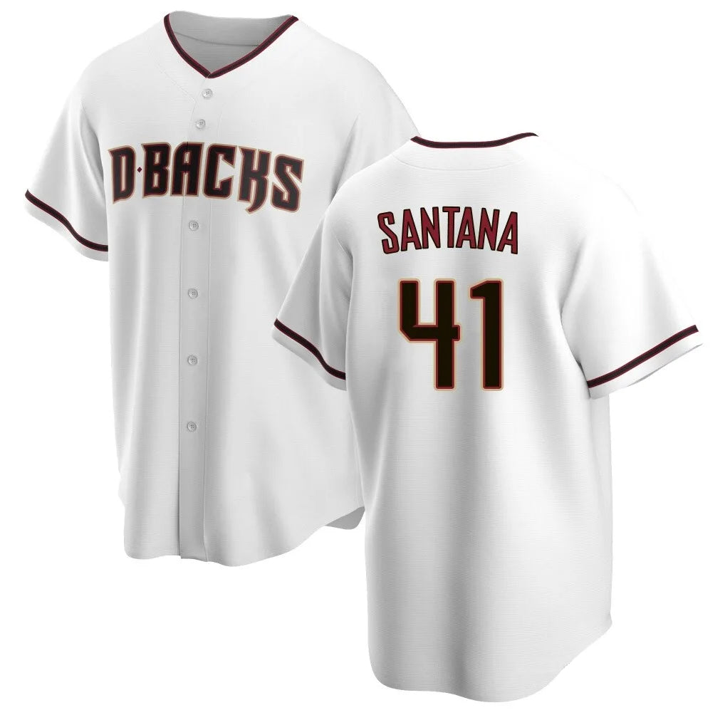 Arizona Diamondbacks #41 Carlos Santana Player White Jermy Home Game Stitched Jerseys