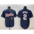 New York Yankees #2 Derek Jeter Number Navy Jermy Cool Base Stitched Jersey