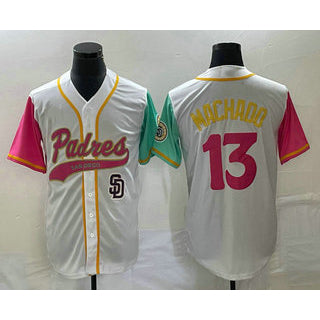 San Diego Padres #13 Manny Machado White Jermy NEW 2023 City Connect Cool Base Stitched Jersey 2