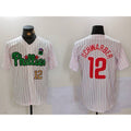 Philadelphia Phillies #12 Kyle Schwarber White Green Jermy Cool Base Stitched Jerseys