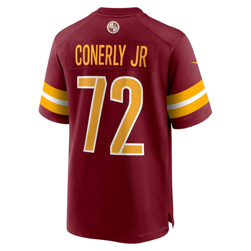 W.Commanders #72 Josh Conerly Jr. Burgundy Jermy 2025 Draft First Round Pick Game Jersey