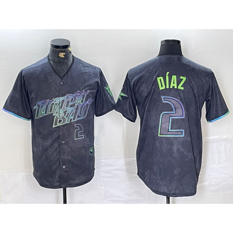 Tampa Bay Rays #2 Yandy Diaz Number Charcoal Jermy 2024 City Connect Limited Stitched Jersey 2
