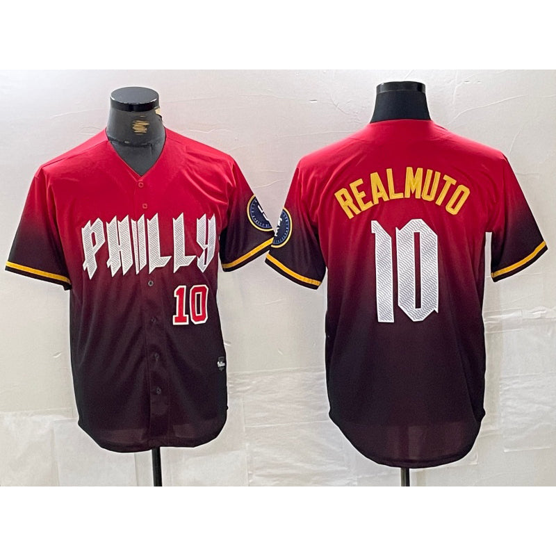 Philadelphia Phillies #10 JT Realmuto Red Jermy 2024 City Player Number Cool Base Jerseys