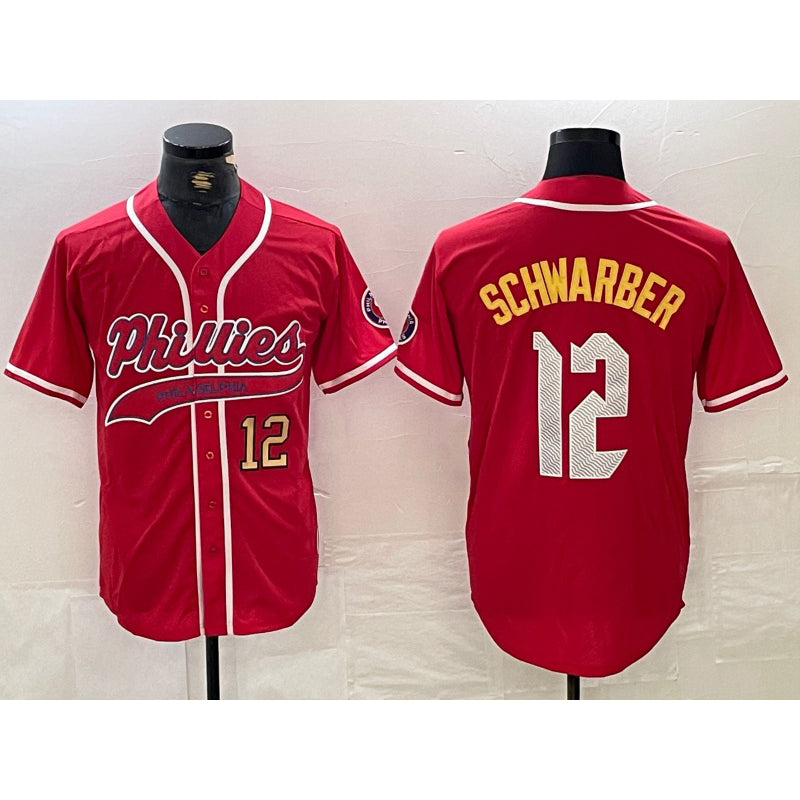 Philadelphia Phillies #12 Kyle Schwarber Red Jermy 2024 City Connect Limited Stitched Jersey 3