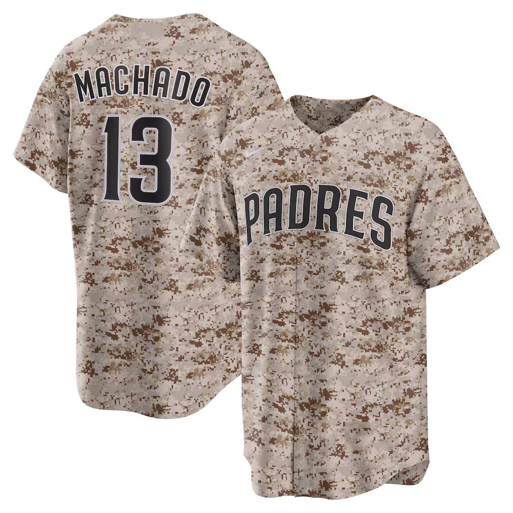 San Diego Padres #13 Manny Machado Camo Jermy USMC Alternate Replica Player Jersey
