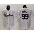 New York Yankees #99 Aaron Judge White Jermy Pinstripe Fashion Cool Base Jersey 3