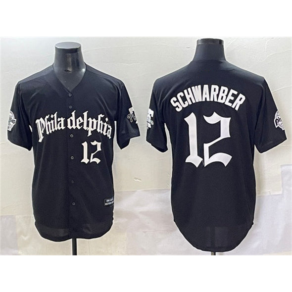 Philadelphia Phillies #12 Kyle Schwarber Black Jermy Gothic Vapor Limited Stitched Jersey