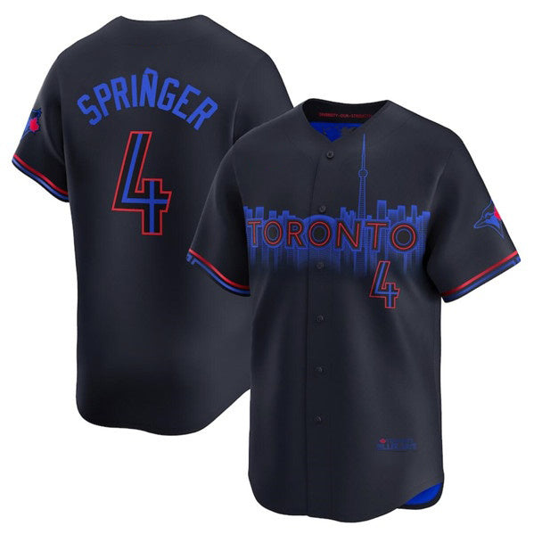 Toronto Blue Jays #4 George Springer Black Jermy 2024 City Connect Limited Stitched Jersey