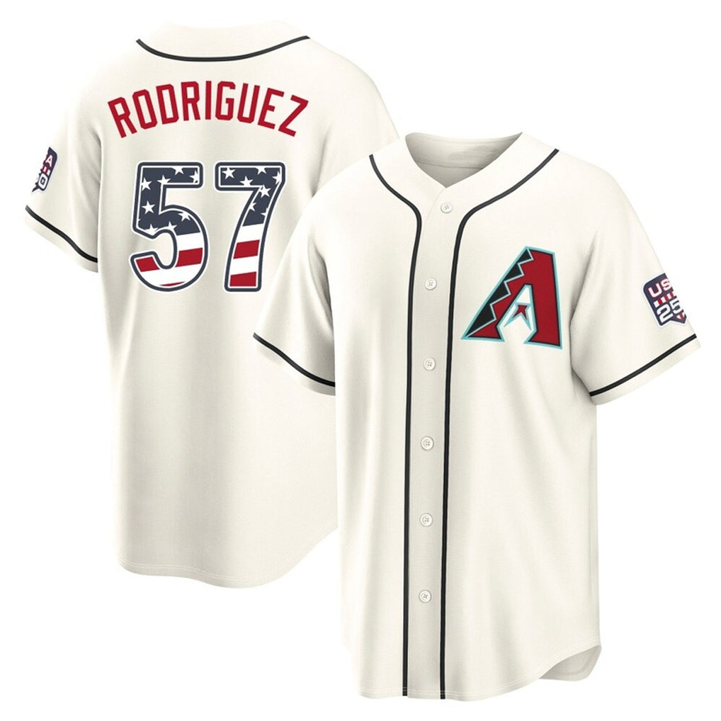 Arizona Diamondbacks #57 Eduardo Rodriguez Player Cream Jermy USA 250 Fourth of July Home Game Stitched Jerseys