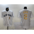 New York Yankees #2 Derek Jeter White Jermy Pinstripe Fashion Cool Base Jerseys
