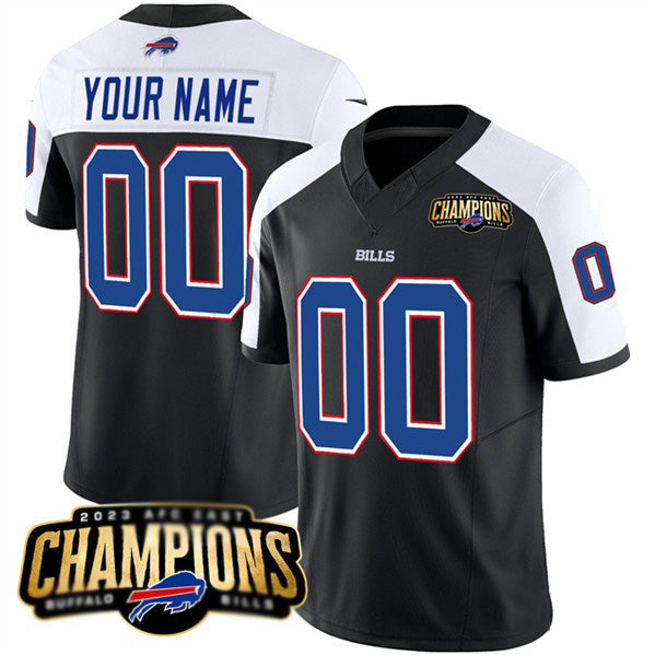 Custom B.Bills Active Player Black White Jermy 2023 F.U.S.E. AFC East Champions Ptach Stitched Jersey