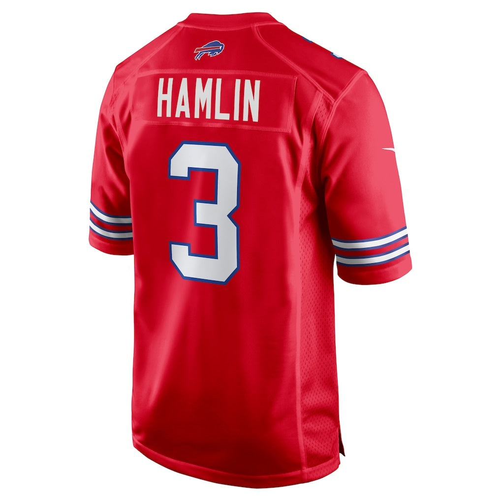 B.Bills #3 Damar Hamlin Red Jermy Alternate Game Jersey