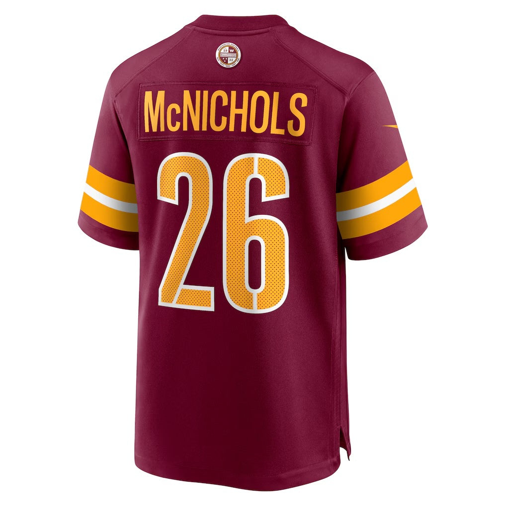 W.Commanders #26 Jeremy McNichols Burgundy Jermy Game Jersey