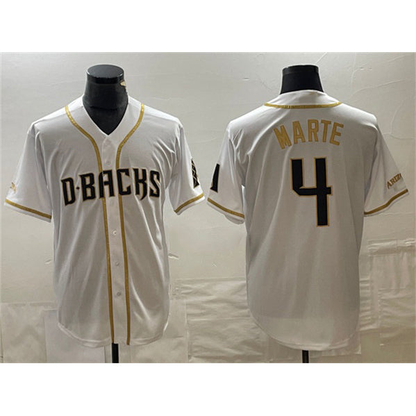 Arizona Diamondbacks #4 Ketel Marte White Jermy Gold Cool Base Stitched Jersey