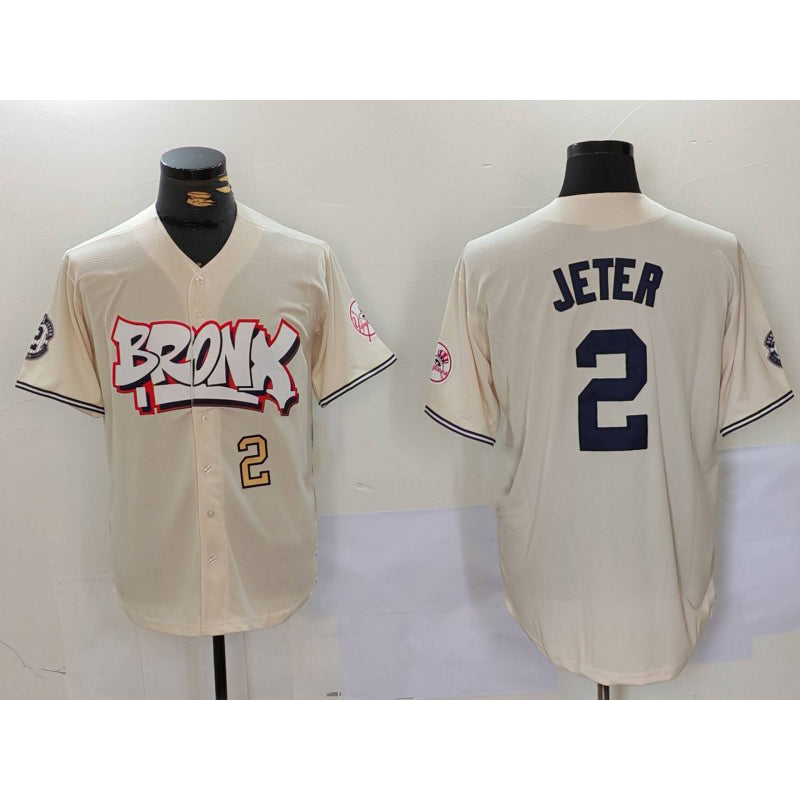 New York Yankees #2 Derek Jeter Cream Jermy Limited Stitched Jerseys