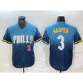 Philadelphia Phillies #3 Bryce Harper Number Blue Jermy 2024 City Connect Limited Stitched Jersey 2