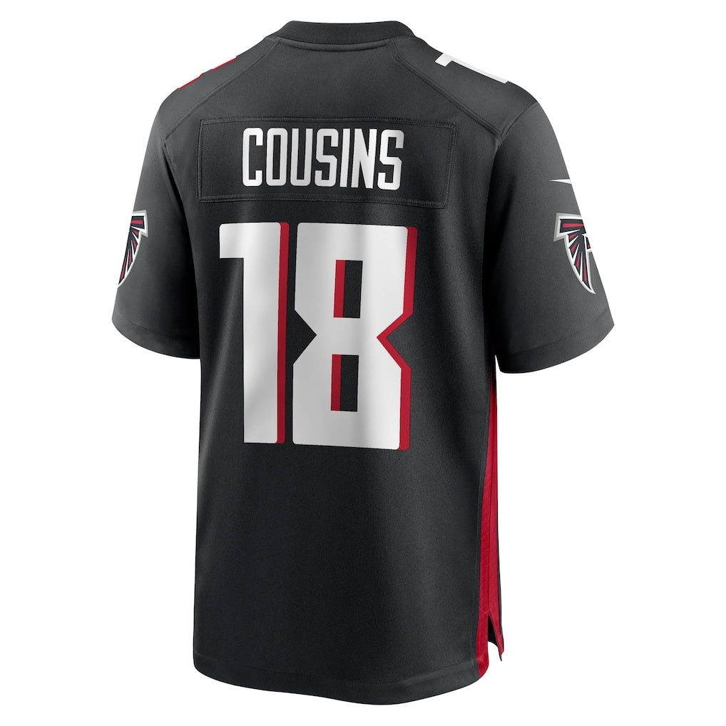 A.Falcons #18 Kirk Cousins Black Jermy Game Player Jersey