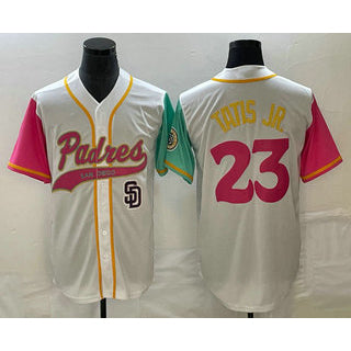 San Diego Padres #23 Fernando Tatis Jr White Jermy NEW 2023 City Connect Cool Base Stitched Jersey 4
