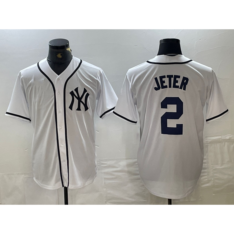 New York Yankees #2 Derek Jeter White Jermy Fashion Cool Base Jersey