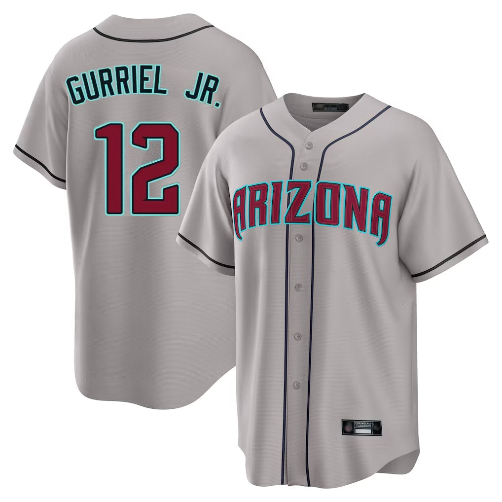 Arizona Diamondbacks #12 Lourdes Gurriel Jr Player Gray Jermy Road Home Game Stitched Jerseys