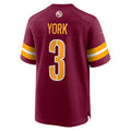 W.Commanders #3 Cade York Burgundy Jermy Game Jersey