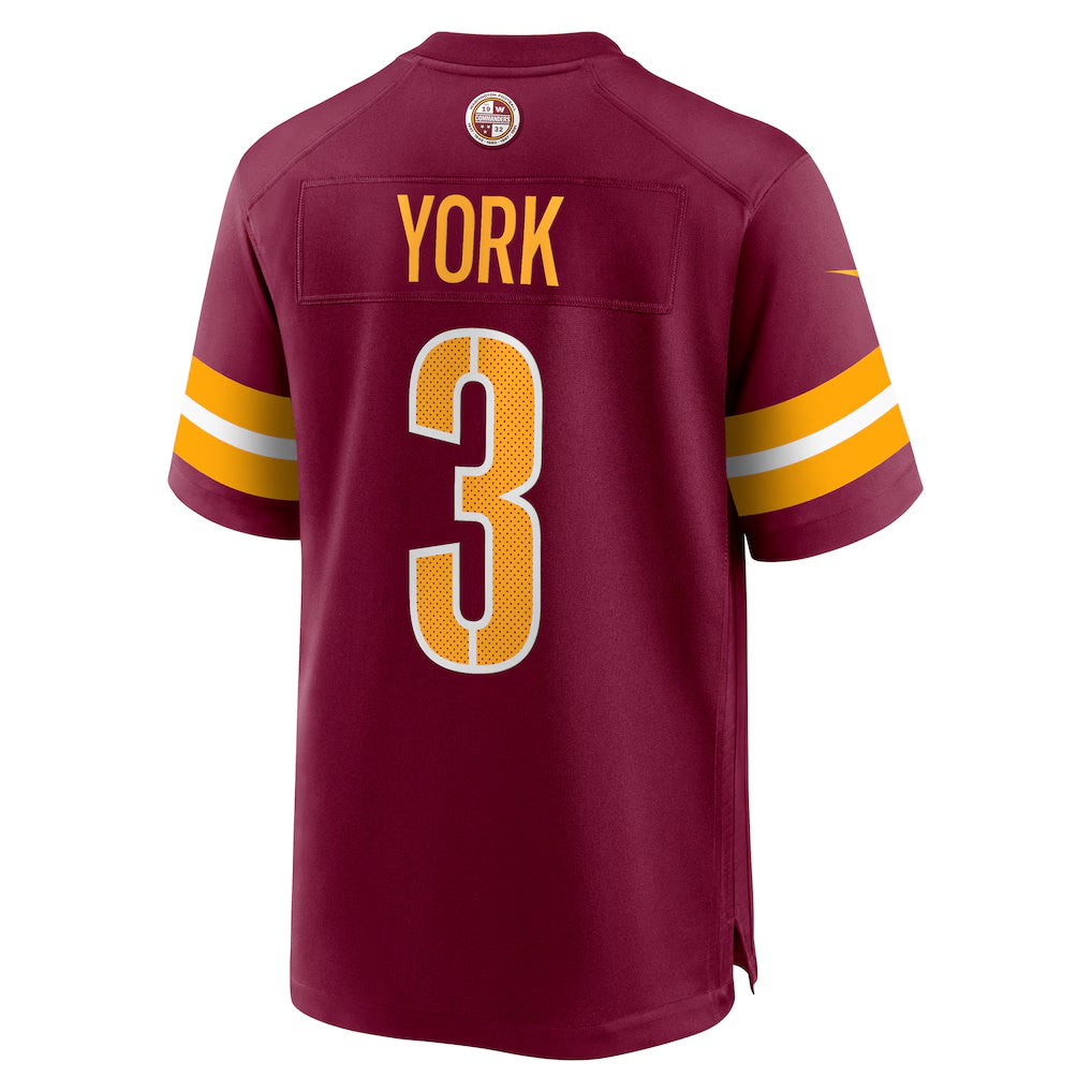 W.Commanders #3 Cade York Burgundy Jermy Game Jersey