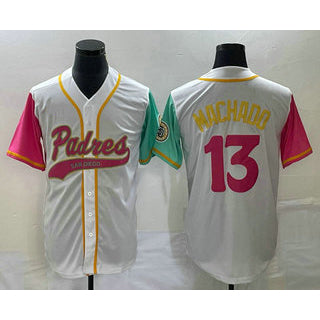San Diego Padres #13 Manny Machado White Jermy NEW 2023 City Connect Cool Base Stitched Jersey