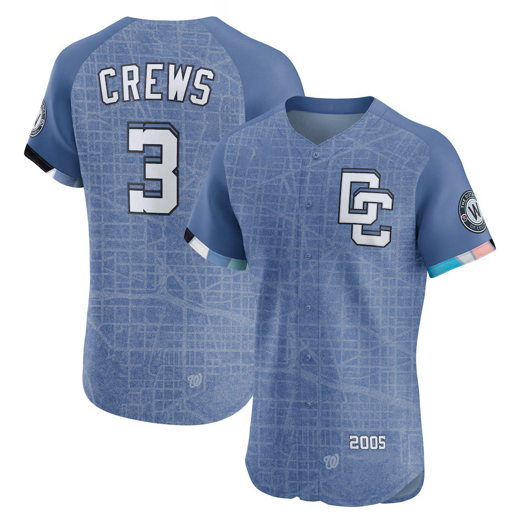 Washington Nationals #3 Dylan Crews Blue Jermy 2025 City Connect Elite Player Jersey
