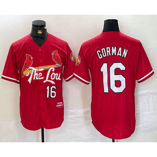 St. Louis Cardinals #16 Nolan Gorman Red Jermy 2024 City Connect Stitched Jersey