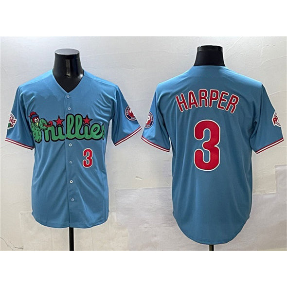 Philadelphia Phillies #3 Bryce Harper Light Blue Jermy Phanatic Limited Stitched Jersey