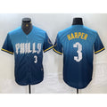 Philadelphia Phillies #3 Bryce Harper Number Blue Jermy 2024 City Connect Limited Stitched Jersey