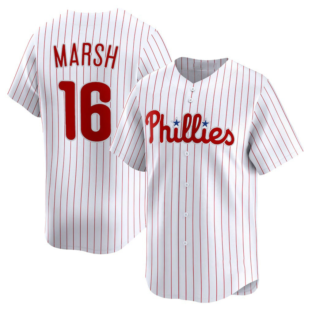 Philadelphia Phillies #16 Brandon Marsh White Jermy Home Limited Player Jersey