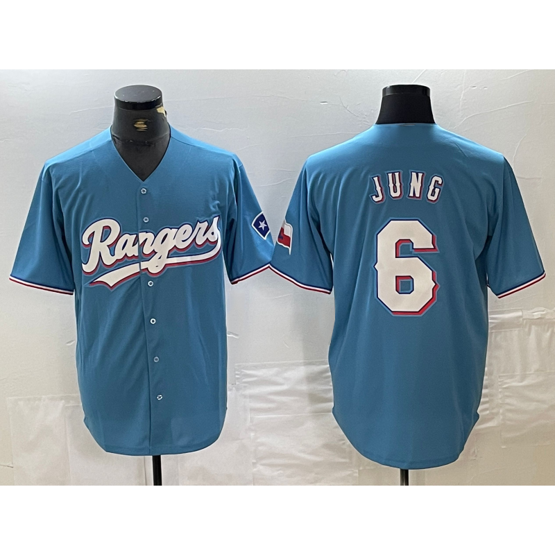 Texas Rangers #6 Josh Jung Light Blue Jermy Team Logo Cool Base Jersey
