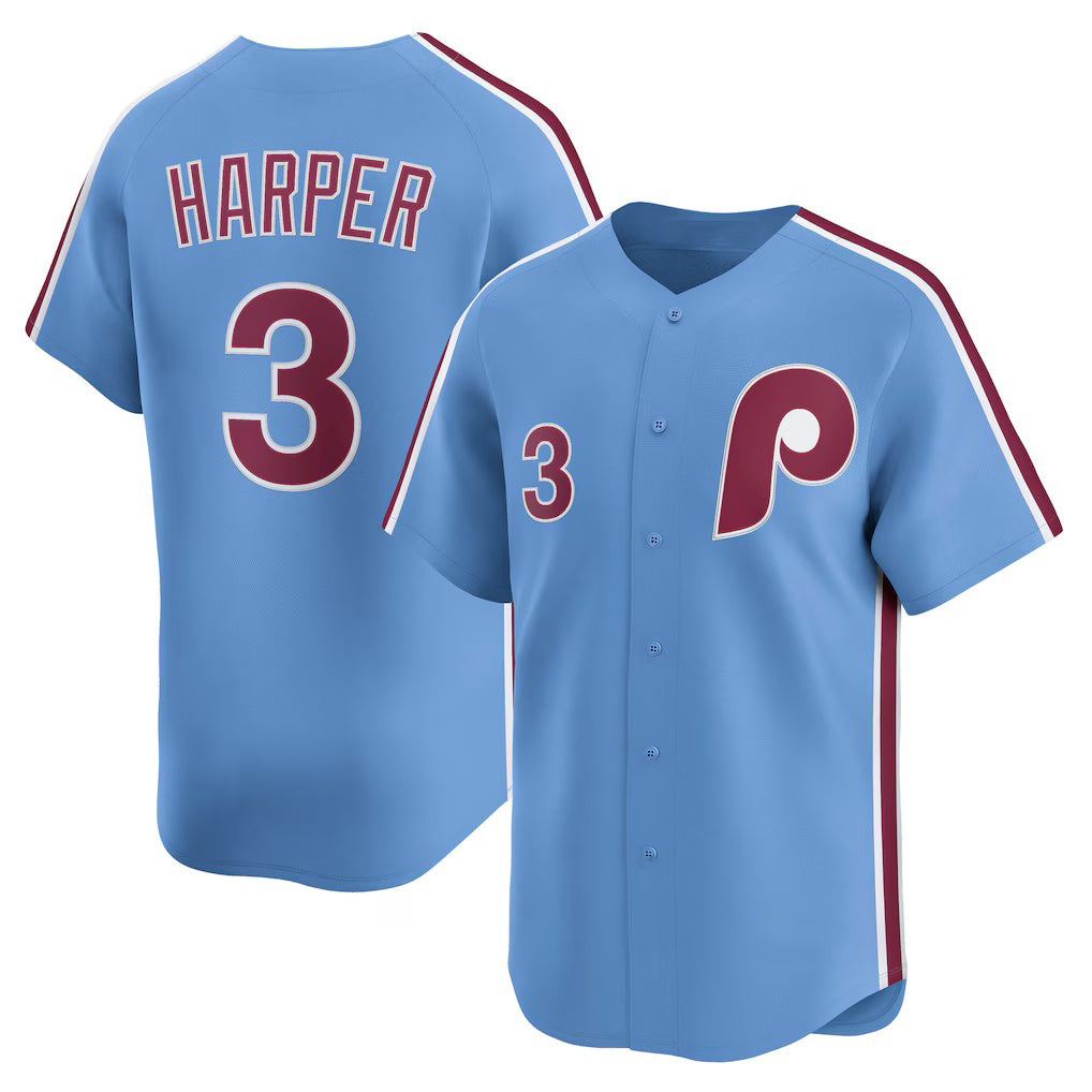 Philadelphia Phillies #3 Bryce Harper Light Blue Jermy Alternate Limited Player Jersey