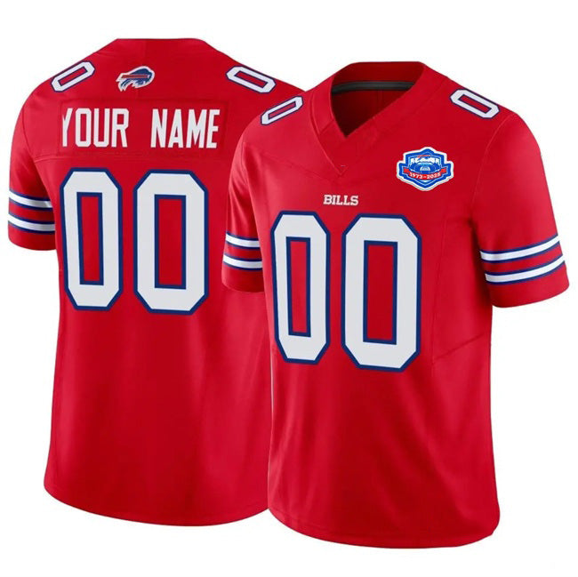 Custom B.Bills Active Player Red Jermy 2025 F.U.S.E. With Farewell Patch Vapor Untouchable Limited Stitched Jersey