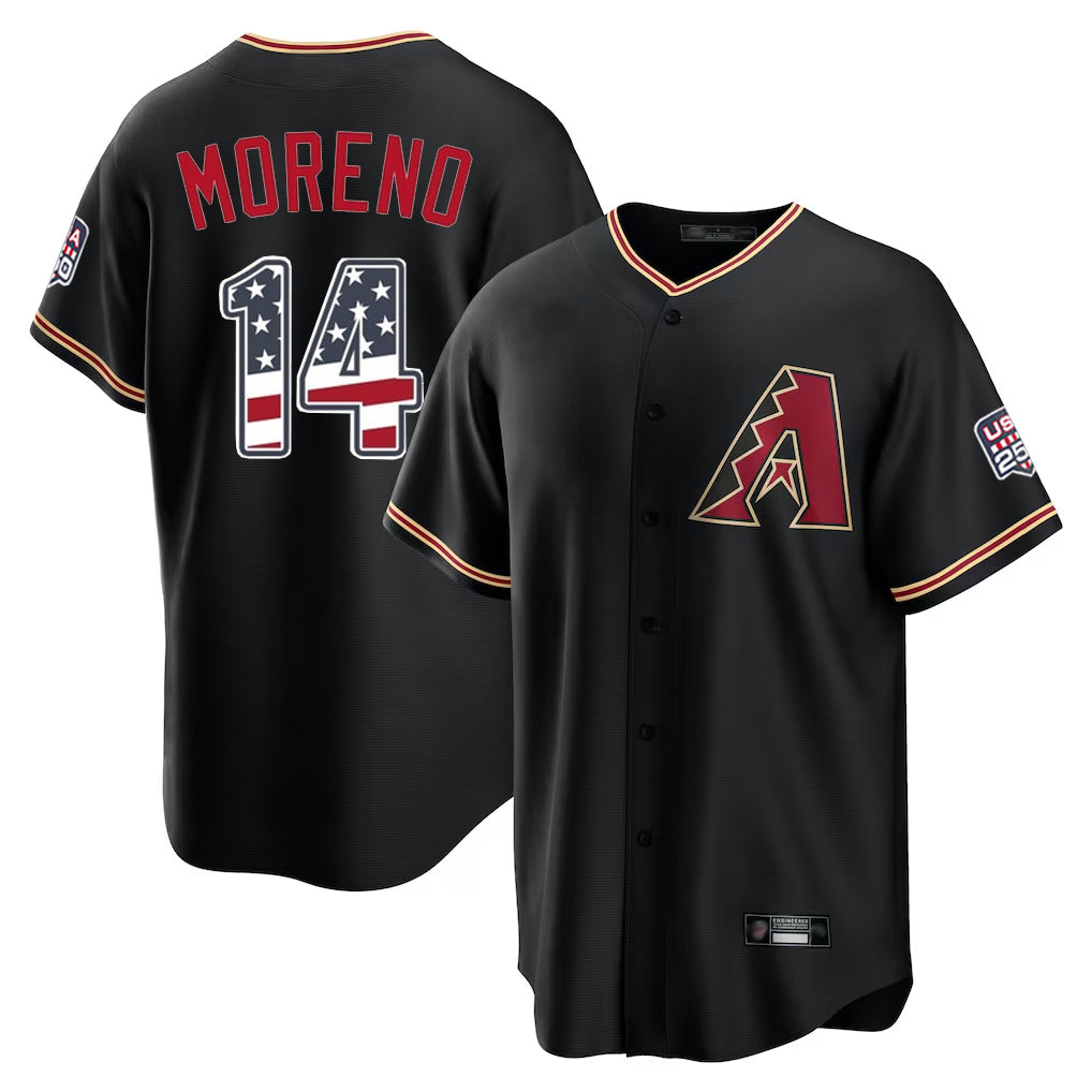 Arizona Diamondbacks #14 Gabriel Moreno Player Black Jermy USA 250 Fourth of July Game Home Stitched Jerseys