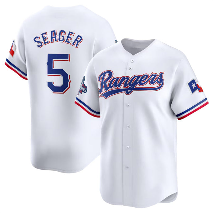 Texas Rangers #5 Corey Seager White Jermy 2023 World Series Champions Stitched Jersey